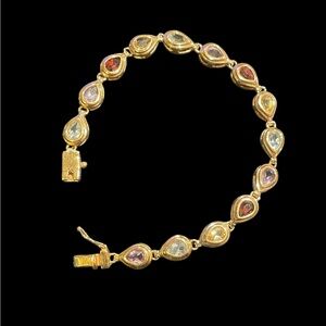 Elegant Gold tone Multi-Color Gemstone Bracelet